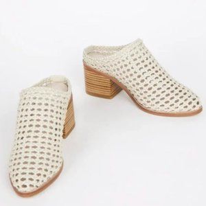Intentionally Blank Caps Heeled Mule in Bone